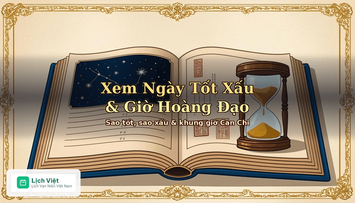 Xem ngày tốt xấu và giờ hoàng đạo theo Can Chi trên Lịch Việt